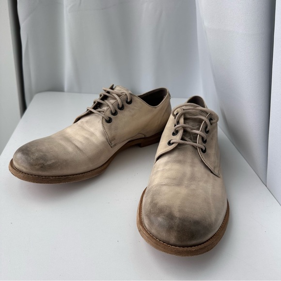 RARE! Alexander McQueen (42) Patinated Cream Leather Derby Lace Up Loafers